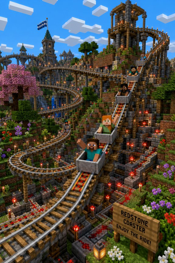 build thrilling redstone roller coaster